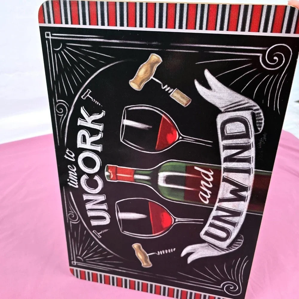 Wellington Studio Wine Placemats Set of 4 Cork Back Uncork and Unwind Chalkboard
